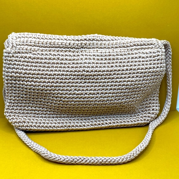 The Sak Vintage Tan Crochet Knit Zippered Shoulder Bag - Picture 2 of 6